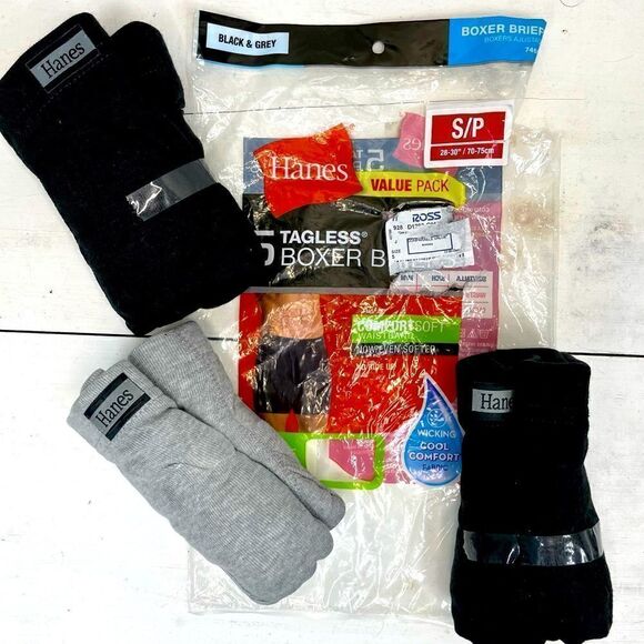 HANES 3 pack Boxer Briefs Small no ride up cool comfort . - Picture 1 of 3